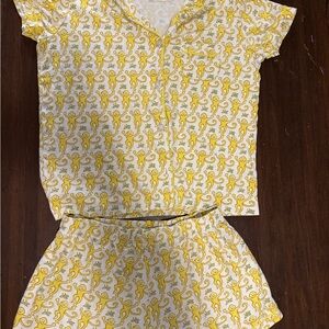 Roller Rabbit Yellow Monkey Print Pajama Set